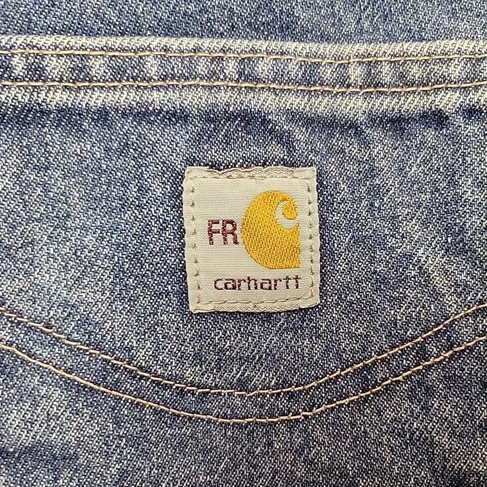 Carhartt Jeans Mens 33x32 Blue Double Knee Relaxed FR Cargo Logger Workwear